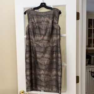 Anne Klein Taupe and Black Midi Dress